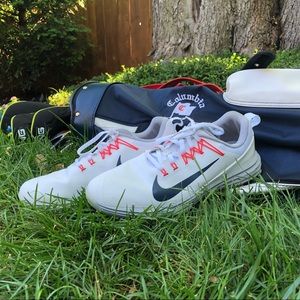 White orange and gray illusion golf shoes